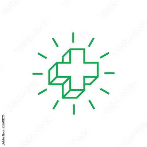 plus medical 3d geometric line logo vector