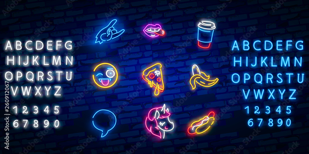 Light Pop Icon Pop art icons set. Pop art neon sign. Bright signboard, light banner ...