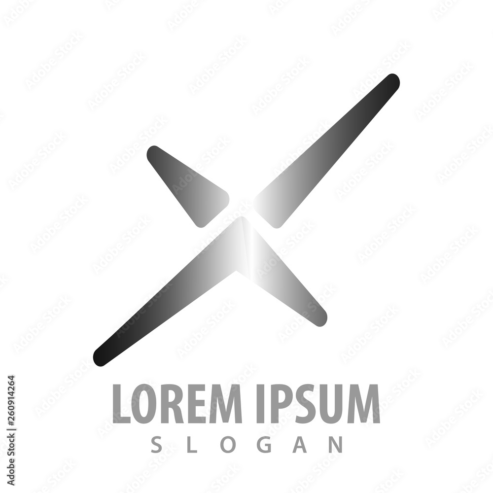 Obraz premium X letter metallic concept design. Symbol graphic template element vector