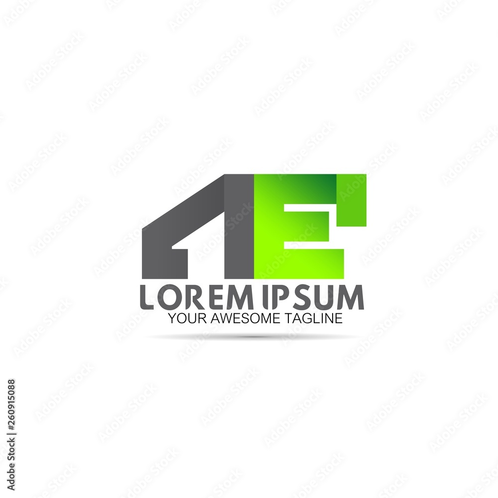 Obraz premium creative AE Letter Logo linked green grey Design template Element 