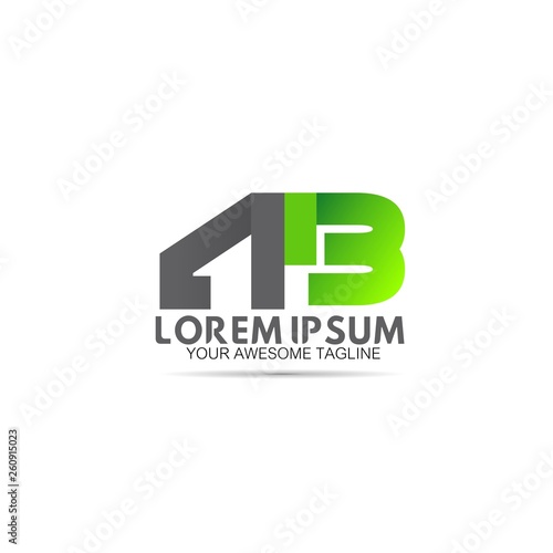 initial letter AB green grey linked for company vector