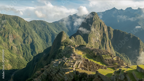 iconic view of machu picchu on a misty morning