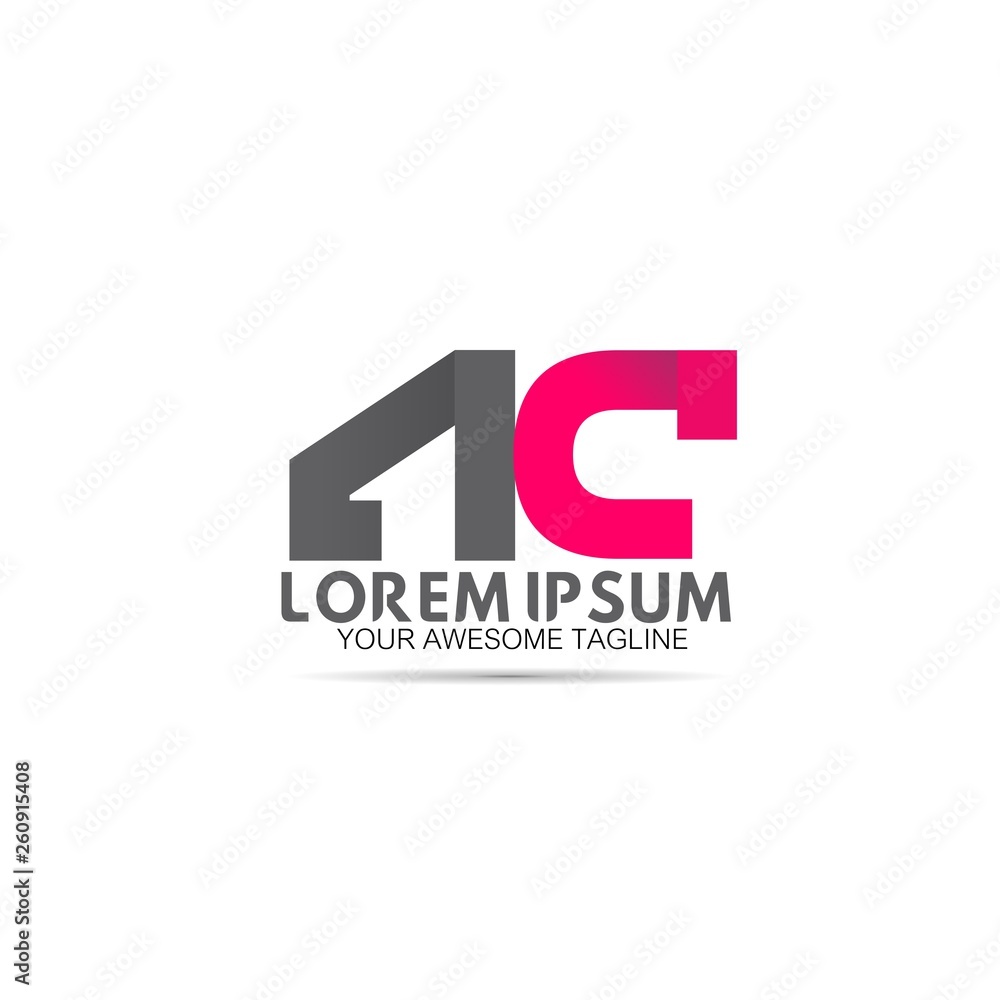 initial AC Letter Creative logo linked red grey Design template 