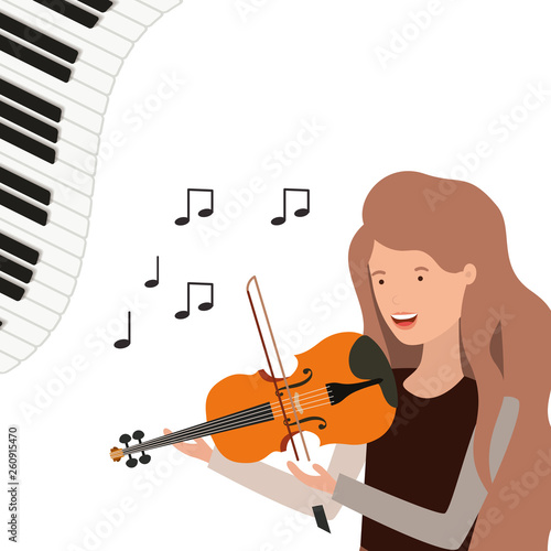 pattern of woman with violin character