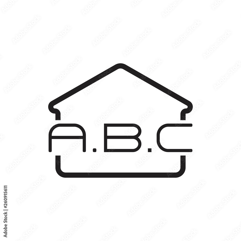 letters abc home line design logo vector letters abc home line design logo vector