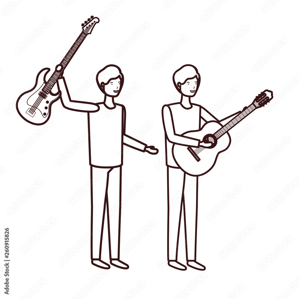 Fototapeta premium men with musical instruments character