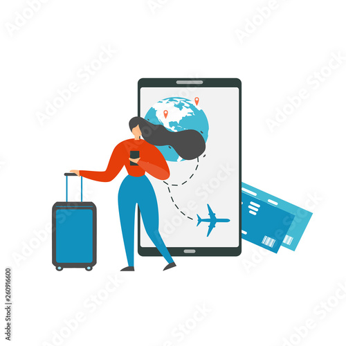 Planning Vacation Travel with Mobile App Vector