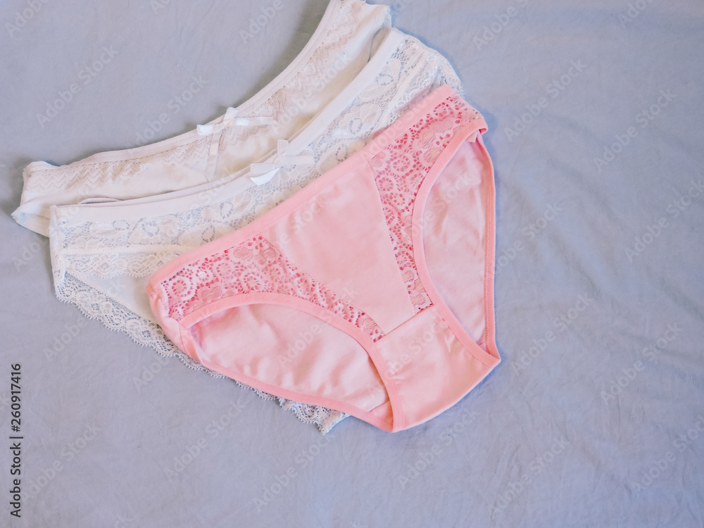 Women`s Panties .Copy Space. Beauty, Fashion Blogger Concept