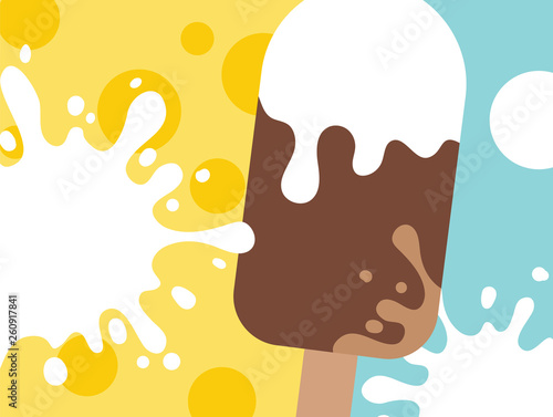 Abstract dairy design in flat cut out style. Milk splash, cheese and ice cream. Vector illustration.