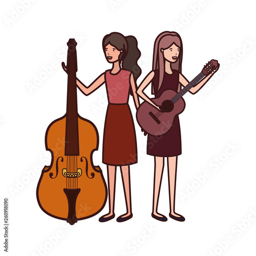 women with musical instruments character