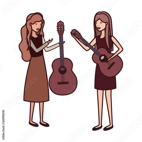 women with musical instruments character