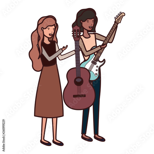 women with musical instruments character