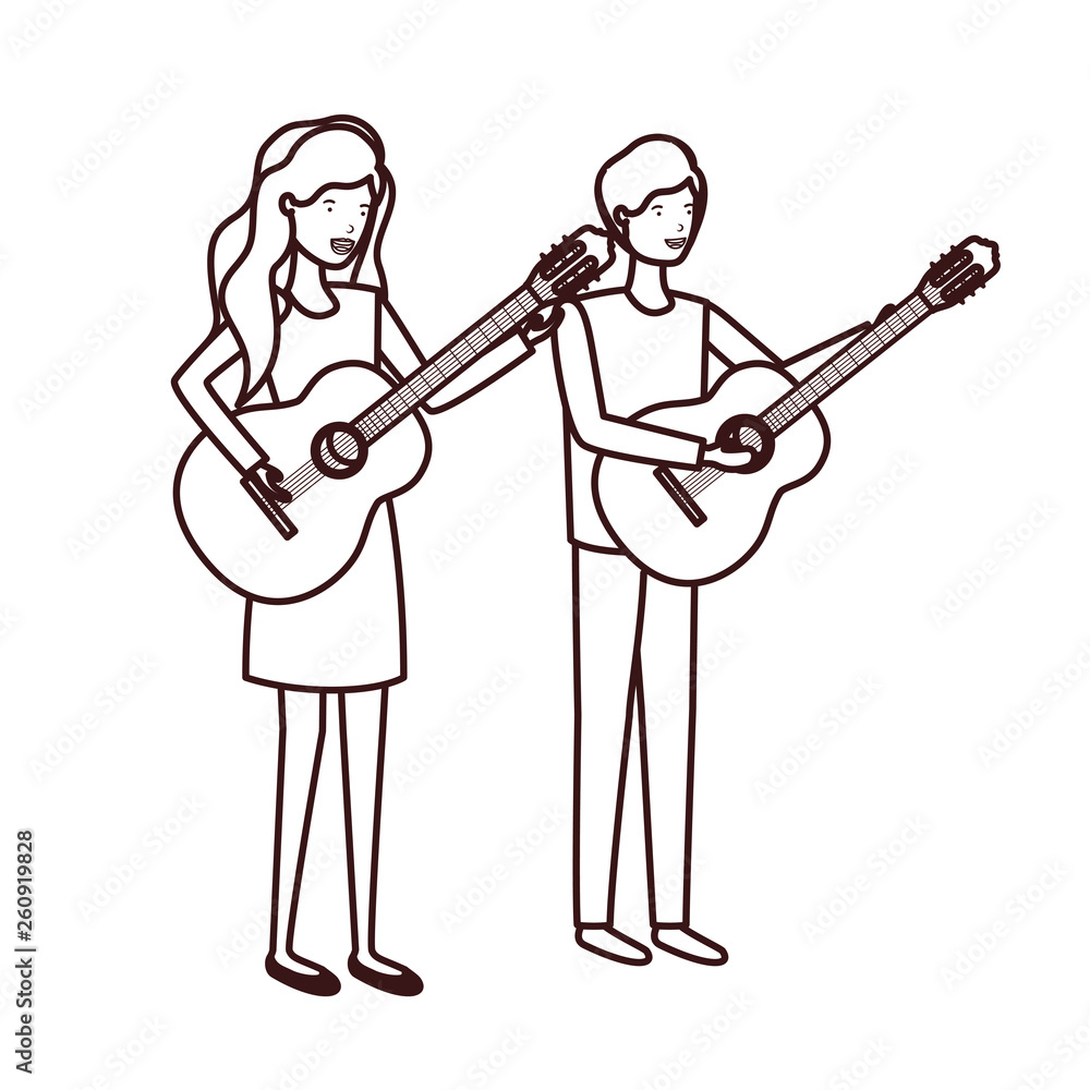 couple with musical instrument avatar character couple with musical instrument avatar character