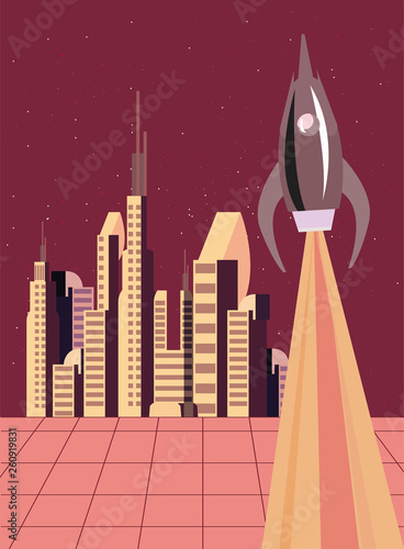 rocket colony futuristic space