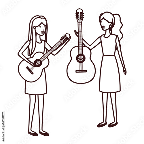 women with musical instruments character