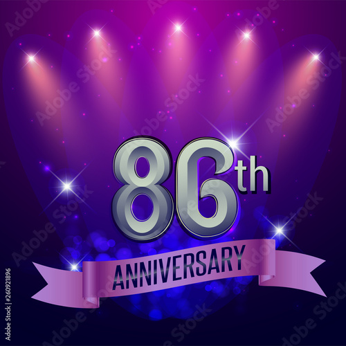 86th Anniversary, Party poster, banner and invitation - background glowing element. Vector Illustration