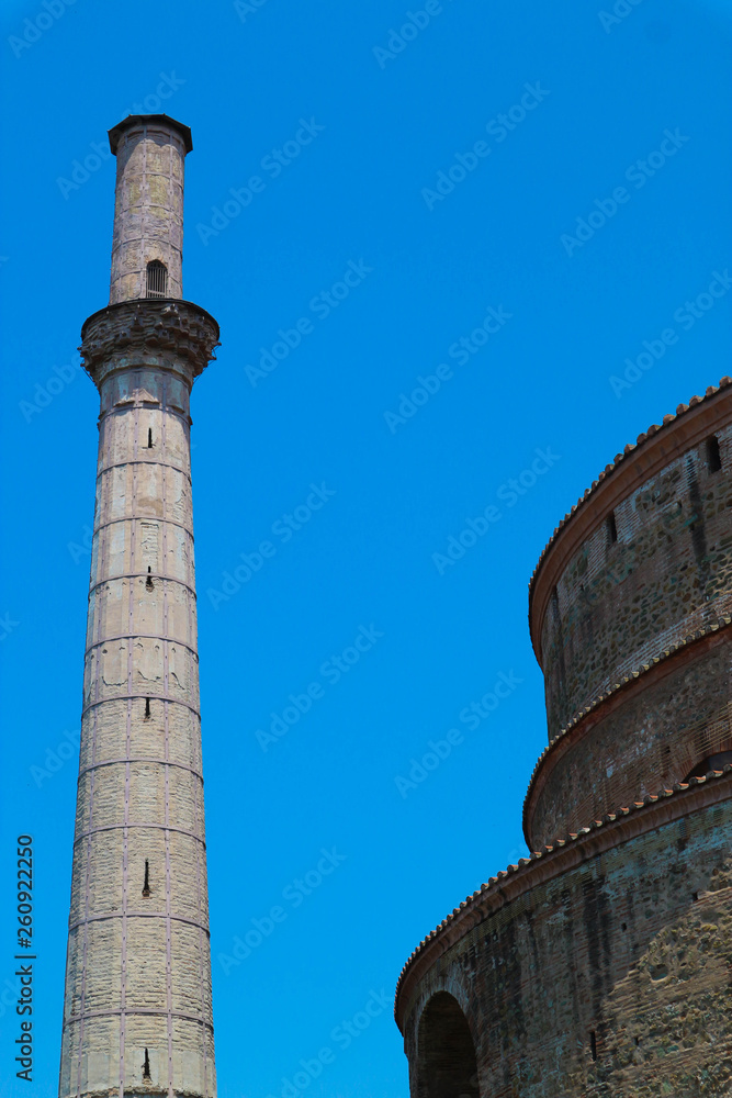 Old roman monument Rotunda of Galerius with minaret, Thessaloniki, Greece