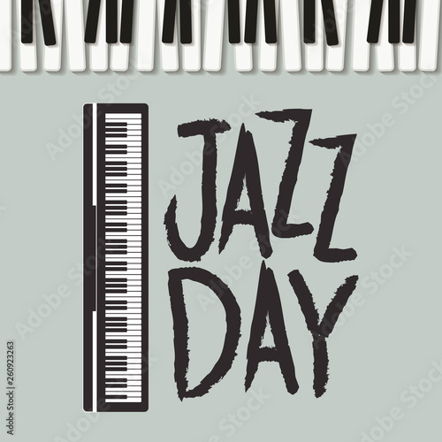 Photography jazz day poster with piano keyboard