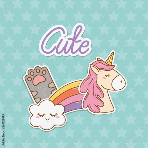 cute unicorn sticker kawaii style photo