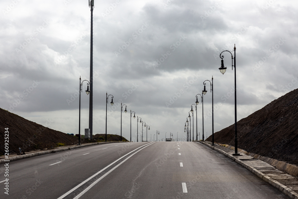 Road with lamps