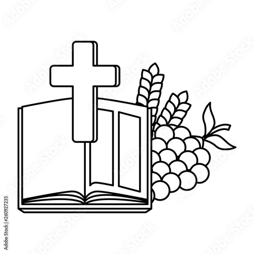 holy bible with cross and grapes