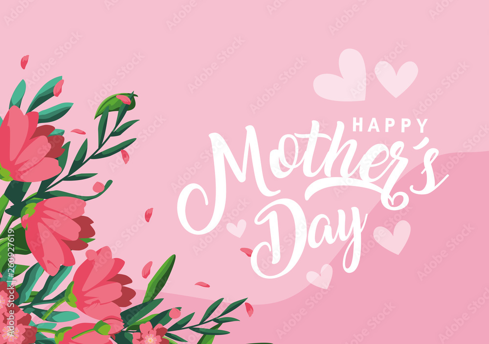 happy mother day card with flowers decoration