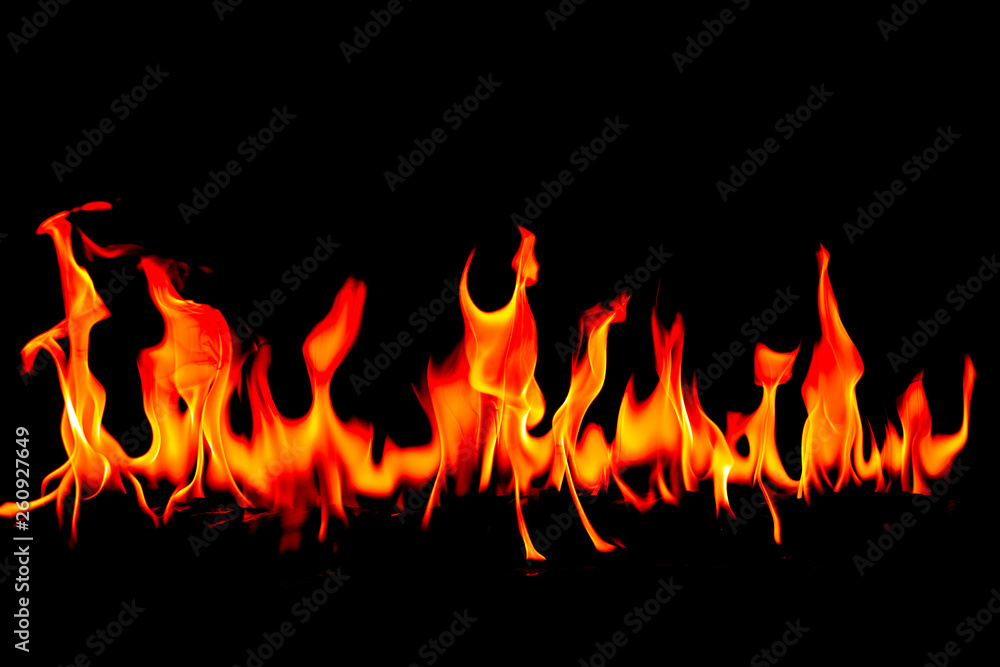 Fire flames on Abstract art black background, Burning red hot sparks rise, Fiery orange glowing flying particles Fire flames on Abstract art black background, Burning red hot sparks rise, Fiery orange glowing flying particles
