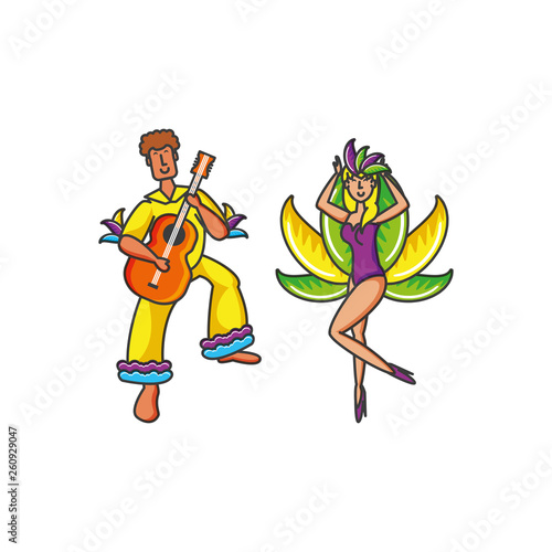 couple brazilian dancer with guitar instrument