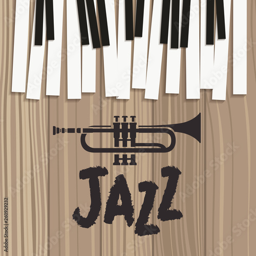 Canvas Print jazz day poster with piano keyboard and trumpet