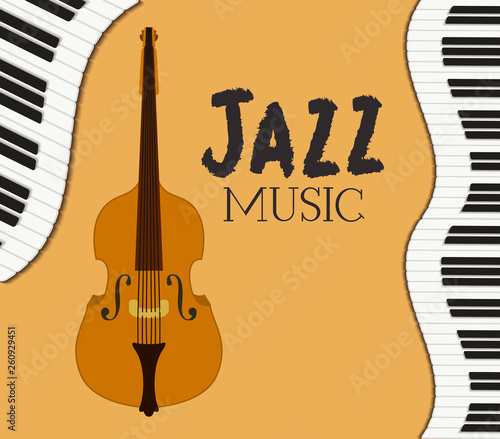 jazz day poster with piano keyboard and fiddle