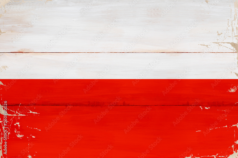 Flaga Polski namalowana na desce