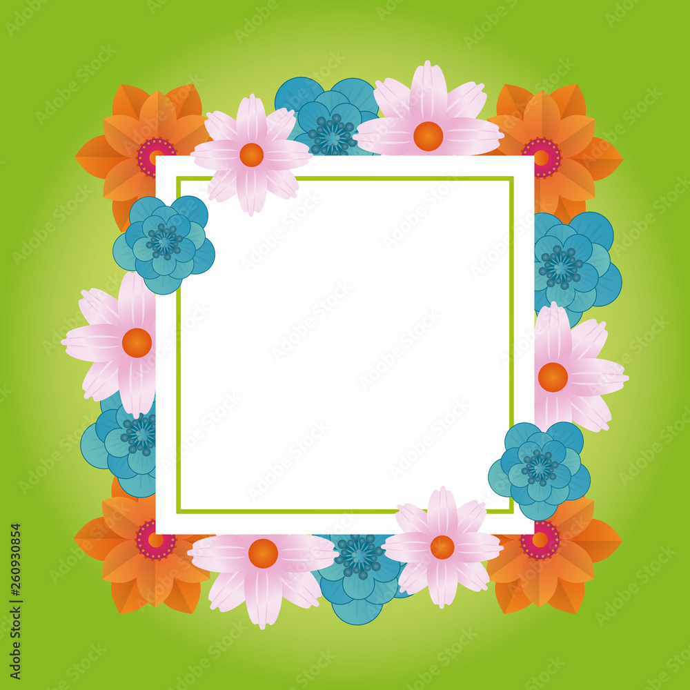 Obraz premium Floral frame blank card