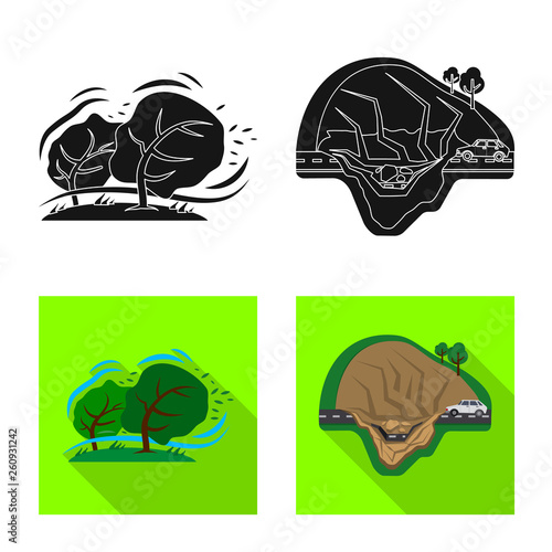Vector design of natural and disaster icon. Set of natural and risk stock vector illustration.