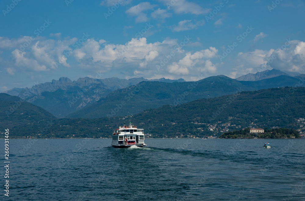 Ferry boat at lake Maggiore in Piedmont, Italy