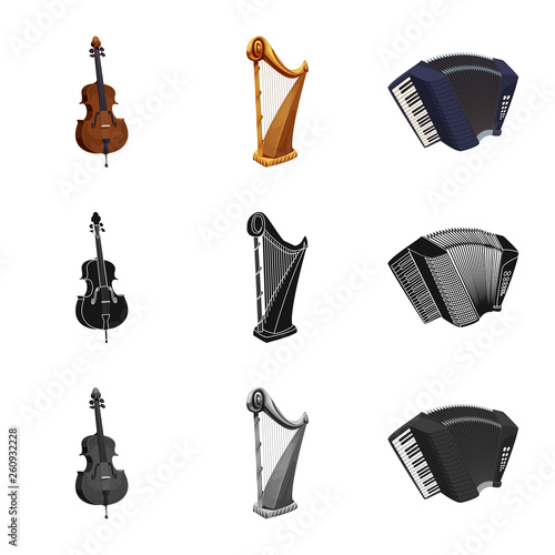 Vector design of music and tune symbol. Set of music and tool vector icon for stock.
