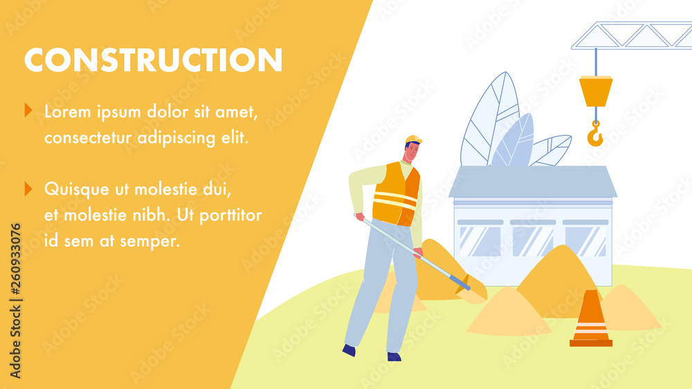 Construction Vector Web Banner with Text Space
