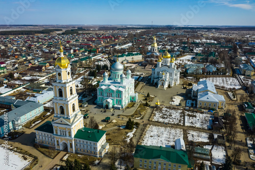 Holy Trinity Seraphim Diveevo monastery in Diveevo in Russia. Top view