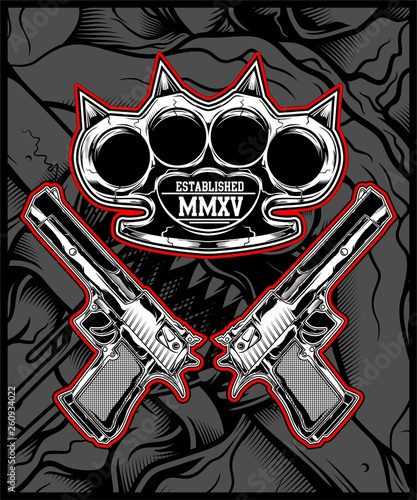 knuckle and gun vector hand drawing