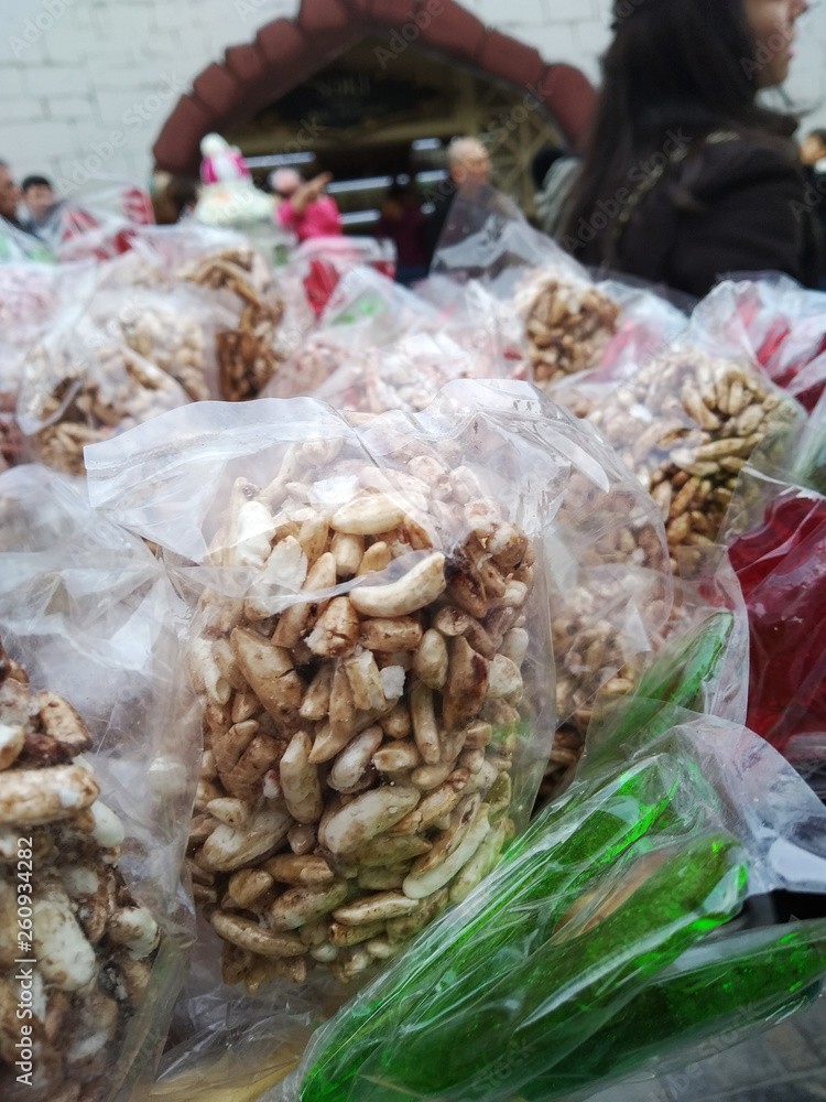 Roasted sweet peanuts. Street sale