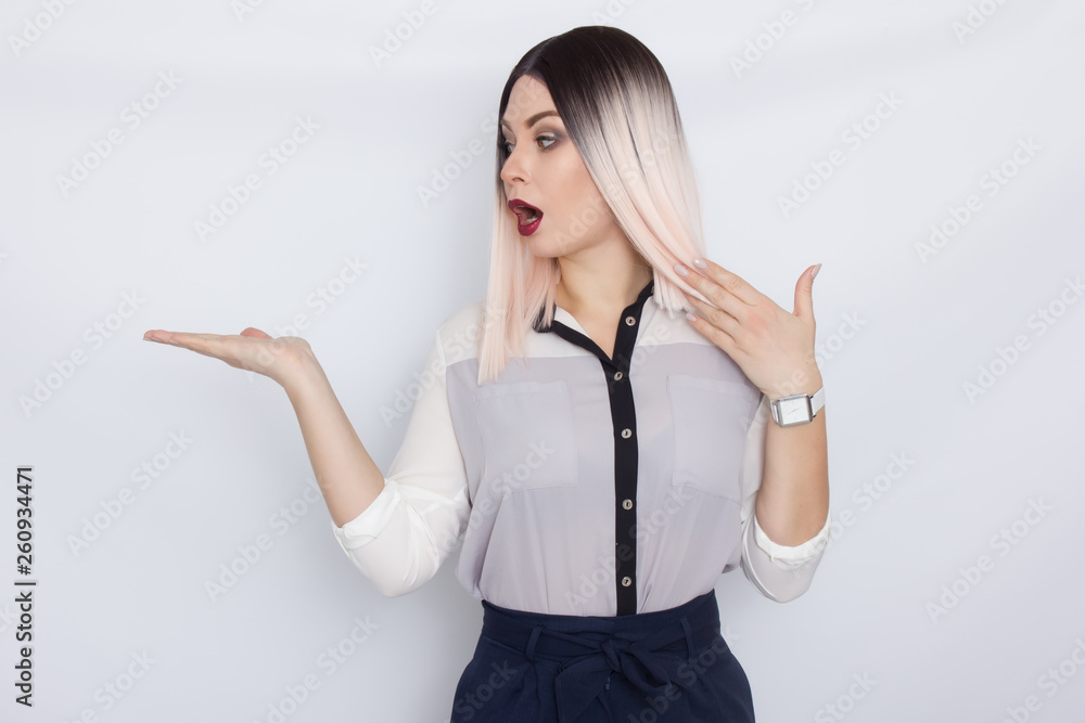 Blonde secretary woman over white background Blonde secretary woman over white background