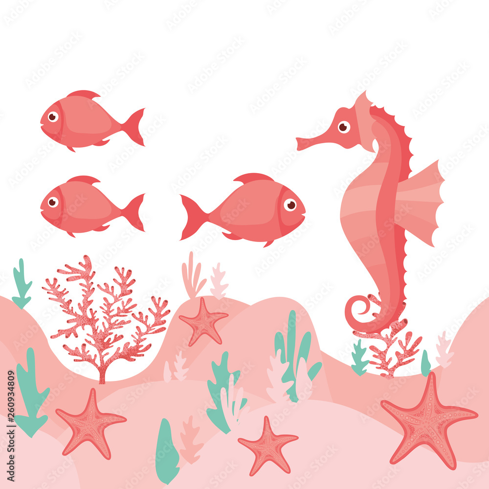 pattern seahorse and seaweed isolated icon pattern seahorse and seaweed isolated icon