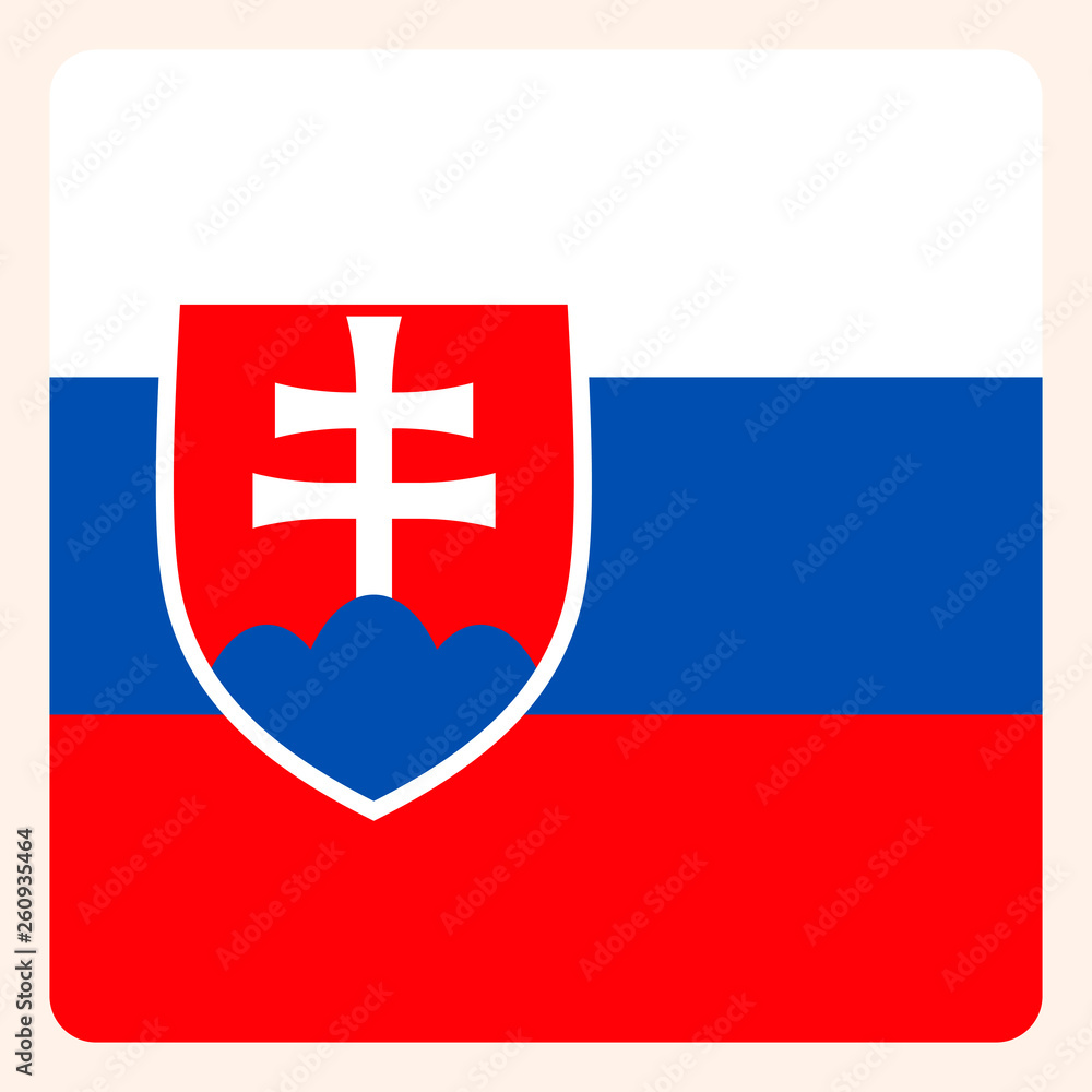 Fototapeta premium Slovakia square flag button, social media communication sign, business icon.