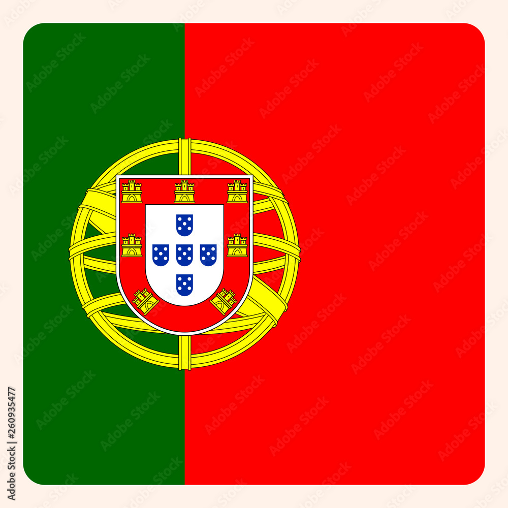 Obraz premium Portugal square flag button, social media communication sign, business icon.