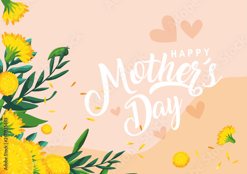 happy mother day card with flowers decoration