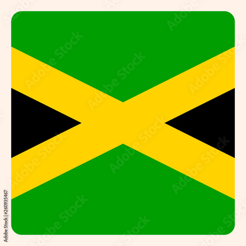 Jamaica square flag button, social media communication sign, business icon.