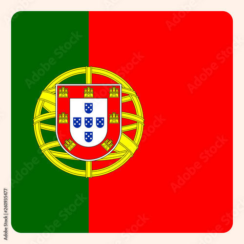 Portugal square flag button, social media communication sign, business icon.
