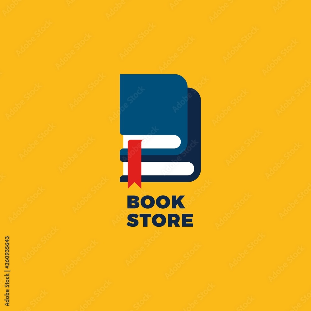 Fototapeta premium Bright Minimalist Flat Logo with Books. B Letter Illustration. Vector Conceptual Symbol of Education and Learning