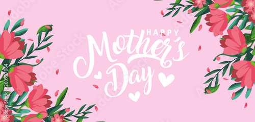 happy mother day card with flowers decoration photo