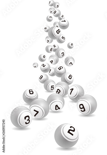 Vector bingo balls falling randomly isolated