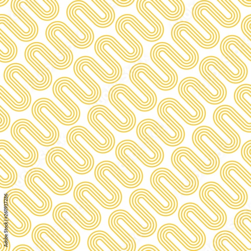 Yellow Waves on White Background. Vector Seamless Pattern